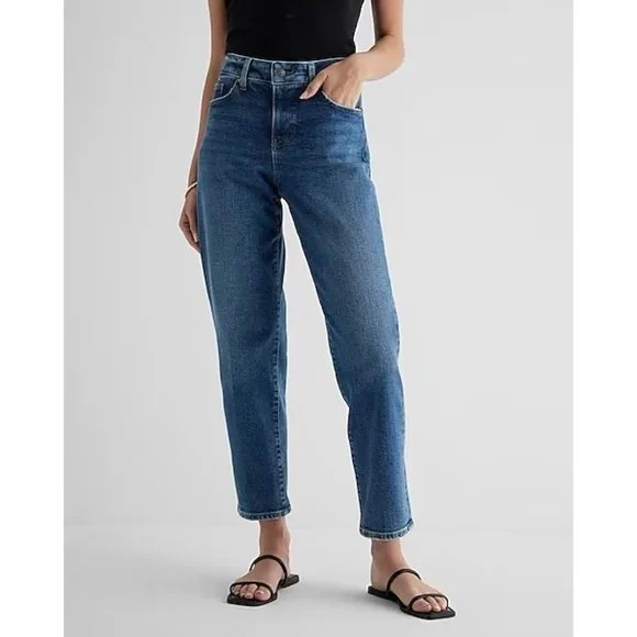 Express Jeans Express Mid Rise Dark Wash Boyfriend Jeans 0p